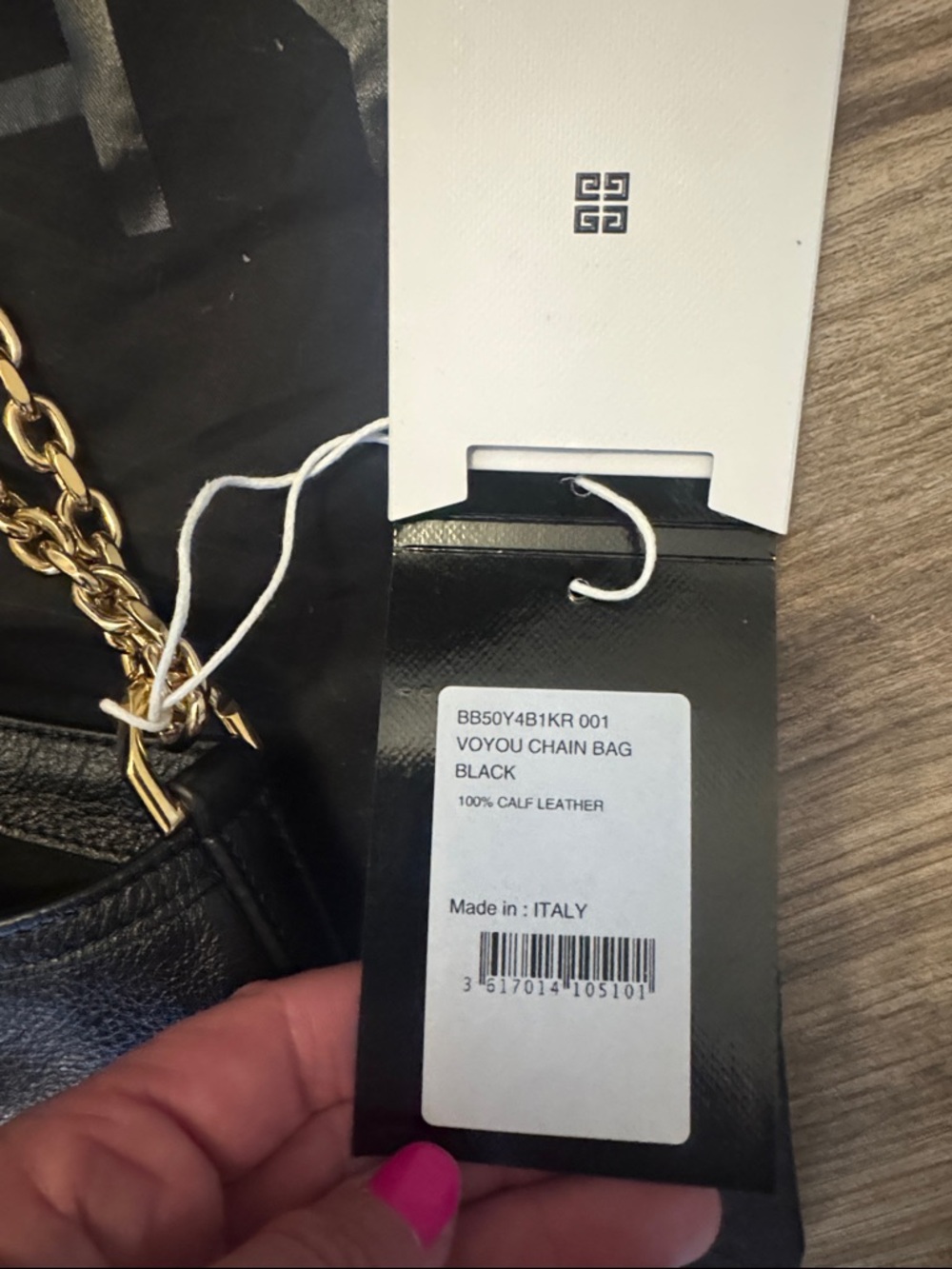 JLN Givenchy AUTHENTIC BLACK MEDIUM VOYOU CALF LEATHER CHAIN MULTI WEAR BAG - Picture 3 of 7